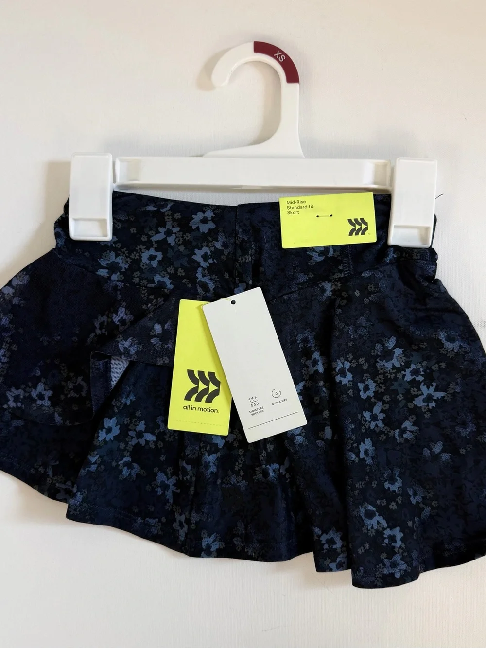 all in motion Navy Blue Floral Layered Skort w/Drawstring Adjustable Fit NWT